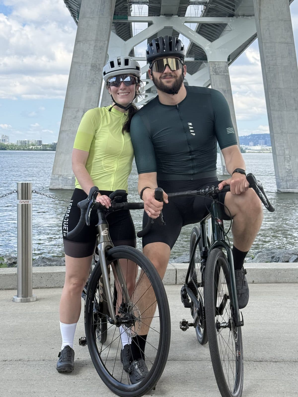Patrick with his road bike by the river